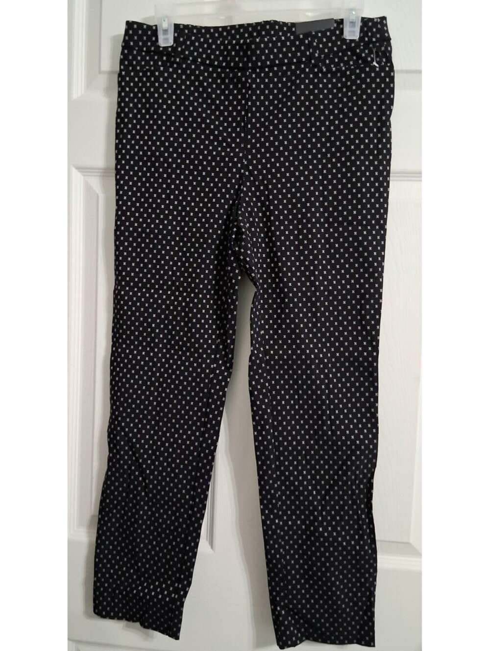 Jules & Leopold Straight Leg Pull On Stretch Blk/White Print Pants, NWT, Size M